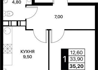 Однокомнатная квартира на продажу, 35.2 м2, Ростовская область