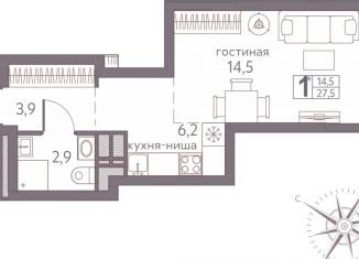 Продажа квартиры студии, 27.5 м2, Пермь, Мотовилихинский район