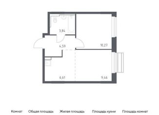 1-комнатная квартира на продажу, 34.8 м2, Московская область