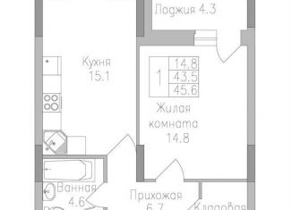 Продам однокомнатную квартиру, 45.6 м2, Липецкая область, Ленина-Соборная площадь