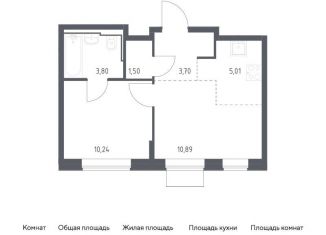 Продается однокомнатная квартира, 35.1 м2, Москва, станция Курьяново