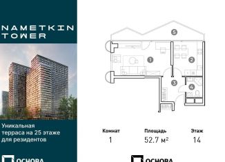 Продается 1-ком. квартира, 52.7 м2, Москва, улица Намёткина, 10А, район Черёмушки