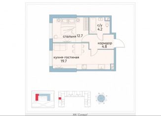 Продам 1-комнатную квартиру, 41.4 м2, Москва, ЮВАО