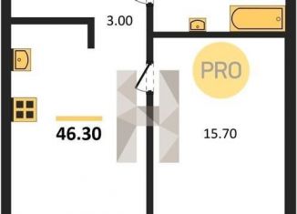 Продается 1-ком. квартира, 46.3 м2, Новосибирск, метро Речной вокзал