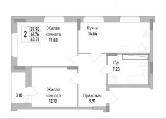 Продается двухкомнатная квартира, 63.3 м2, Воронеж, проспект Труда, 139к2, Коминтерновский район