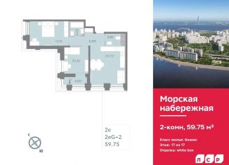 Двухкомнатная квартира на продажу, 59.8 м2, Санкт-Петербург, муниципальный округ Гавань