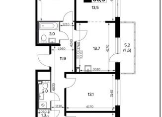 Продажа 4-ком. квартиры, 88.9 м2, поселок Битца, Ботаническая улица, 12