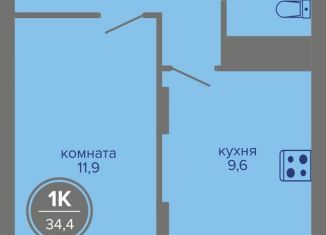 Однокомнатная квартира на продажу, 34.4 м2, Пермь, Индустриальный район, шоссе Космонавтов, 309А