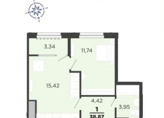 Продам 1-комнатную квартиру, 37.2 м2, Рязань, ЖК Метропарк, улица Александра Полина
