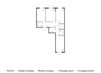 Трехкомнатная квартира на продажу, 78.4 м2, Московская область, жилой комплекс Мытищи Парк, к5