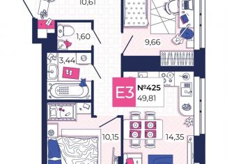 Продажа 2-комнатной квартиры, 49.8 м2, Тульская область