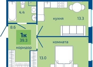 Продается 1-комнатная квартира, 39.3 м2, Пермь, Мотовилихинский район