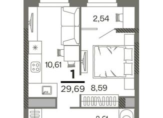 Продается 1-комнатная квартира, 29.7 м2, Рязань
