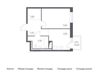 1-комнатная квартира на продажу, 34.2 м2, деревня Лаголово, жилой комплекс Квартал Лаголово, 2