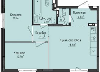 2-комнатная квартира на продажу, 53.2 м2, село Первомайский, жилой комплекс Город Оружейников, 22, ЖК Город Оружейников