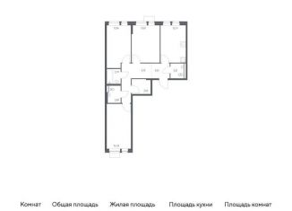 Продается трехкомнатная квартира, 78.5 м2, Московская область, жилой комплекс Квартал Авиаторов, к8
