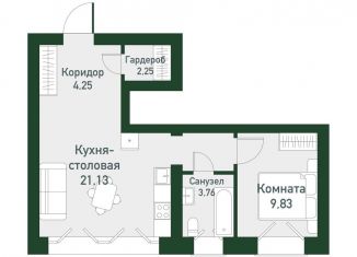 Продам 1-комнатную квартиру, 43.5 м2, Екатеринбург