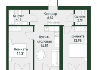 Продам двухкомнатную квартиру, 58.9 м2, Свердловская область