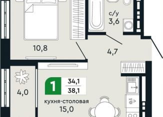 Продам однокомнатную квартиру, 38.1 м2, Свердловская область, улица Бажова, 30А