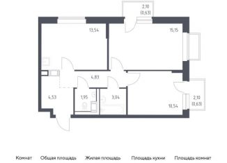2-комнатная квартира на продажу, 54.8 м2, посёлок Мирный, жилой комплекс Томилино Парк, к6.1