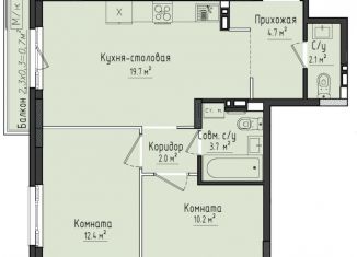 Продается 2-ком. квартира, 54.8 м2, село Первомайский, ЖК Город Оружейников, жилой комплекс Город Оружейников, 21