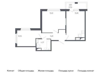 Продается 2-комнатная квартира, 52.6 м2, Санкт-Петербург, муниципальный округ Константиновское
