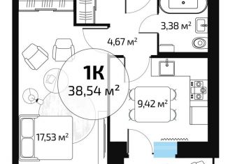 Продается 1-комнатная квартира, 36.8 м2, Самара, метро Юнгородок