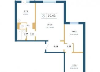 Продам 3-комнатную квартиру, 70.4 м2, Красноярск, Центральный район, площадь Революции