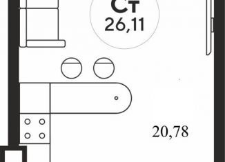 Квартира на продажу студия, 26.1 м2, Ростов-на-Дону, Ашхабадский переулок, 2/46, ЖК Ленина, 46