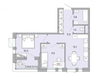 2-комнатная квартира на продажу, 49.2 м2, Чита