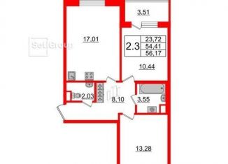 Продается 3-комнатная квартира, 56 м2, Санкт-Петербург, ЖК Солнечный Город. Резиденции, улица Ивана Куликова, 6