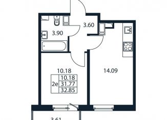 Продается 1-комнатная квартира, 35.4 м2, Мурино