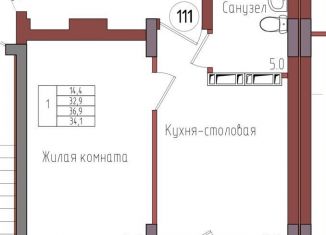 Продам однокомнатную квартиру, 34.1 м2, Калининград