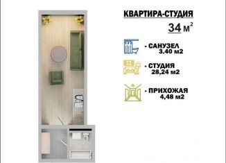 Продам квартиру студию, 34 м2, Махачкала, улица Примакова, 20