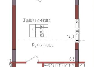 Продажа однокомнатной квартиры, 30.5 м2, Калининград
