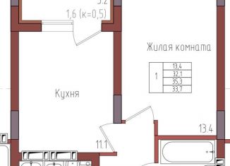1-ком. квартира на продажу, 33.7 м2, Калининград