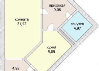 1-комнатная квартира на продажу, 45.8 м2, Краснодар, микрорайон Черемушки, улица Стасова, 10