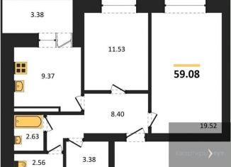 Продажа двухкомнатной квартиры, 59.1 м2, Воронеж, Советский район, улица Курчатова, 26Б