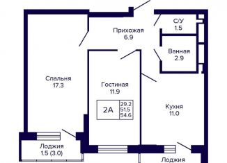 Продаю 2-комнатную квартиру, 54.6 м2, Новосибирская область, улица Бородина, 54