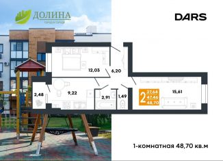 Продам двухкомнатную квартиру, 48.7 м2, Волгоград