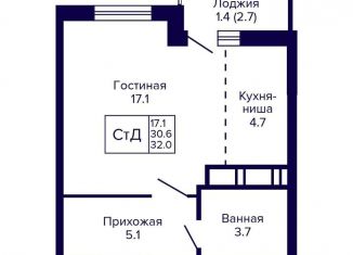 Продажа квартиры студии, 32 м2, Новосибирская область, улица Бородина, 54