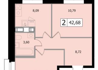 Продается двухкомнатная квартира, 42.7 м2, Одинцово