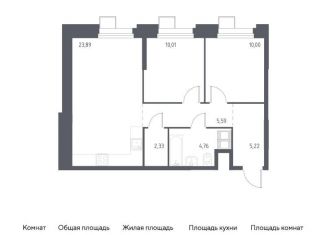2-комнатная квартира на продажу, 61.8 м2, поселение Мосрентген, многофункциональный комплекс Тропарево Парк, к2.3