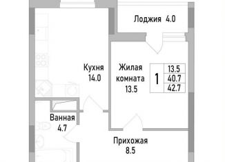 Продается 1-комнатная квартира, 42.7 м2, Липецк, улица Тельмана, 120