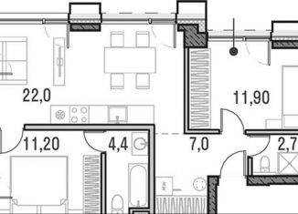 3-комнатная квартира на продажу, 59.2 м2, Москва, метро Волгоградский проспект, Проектируемый проезд № 1242