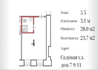 Продается квартира студия, 28 м2, Санкт-Петербург, Садовая улица, 7-9-11
