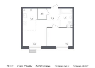 1-комнатная квартира на продажу, 37.6 м2, деревня Столбово, проспект Куприна, 36к1