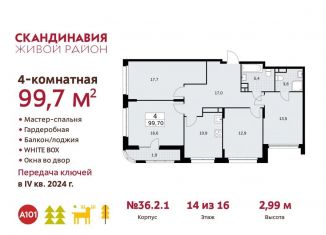 Продаю 4-комнатную квартиру, 99.7 м2, Москва, жилой комплекс Скандинавия, к36.2.1