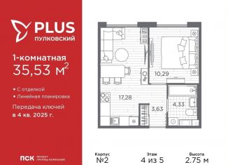 Продам 1-комнатную квартиру, 35.5 м2, Санкт-Петербург, муниципальный округ Пулковский Меридиан