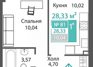 Продам однокомнатную квартиру, 28.3 м2, село Мирное